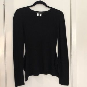 BCBG MAXAZRIA Silk Peplum Sweater Black Size XS